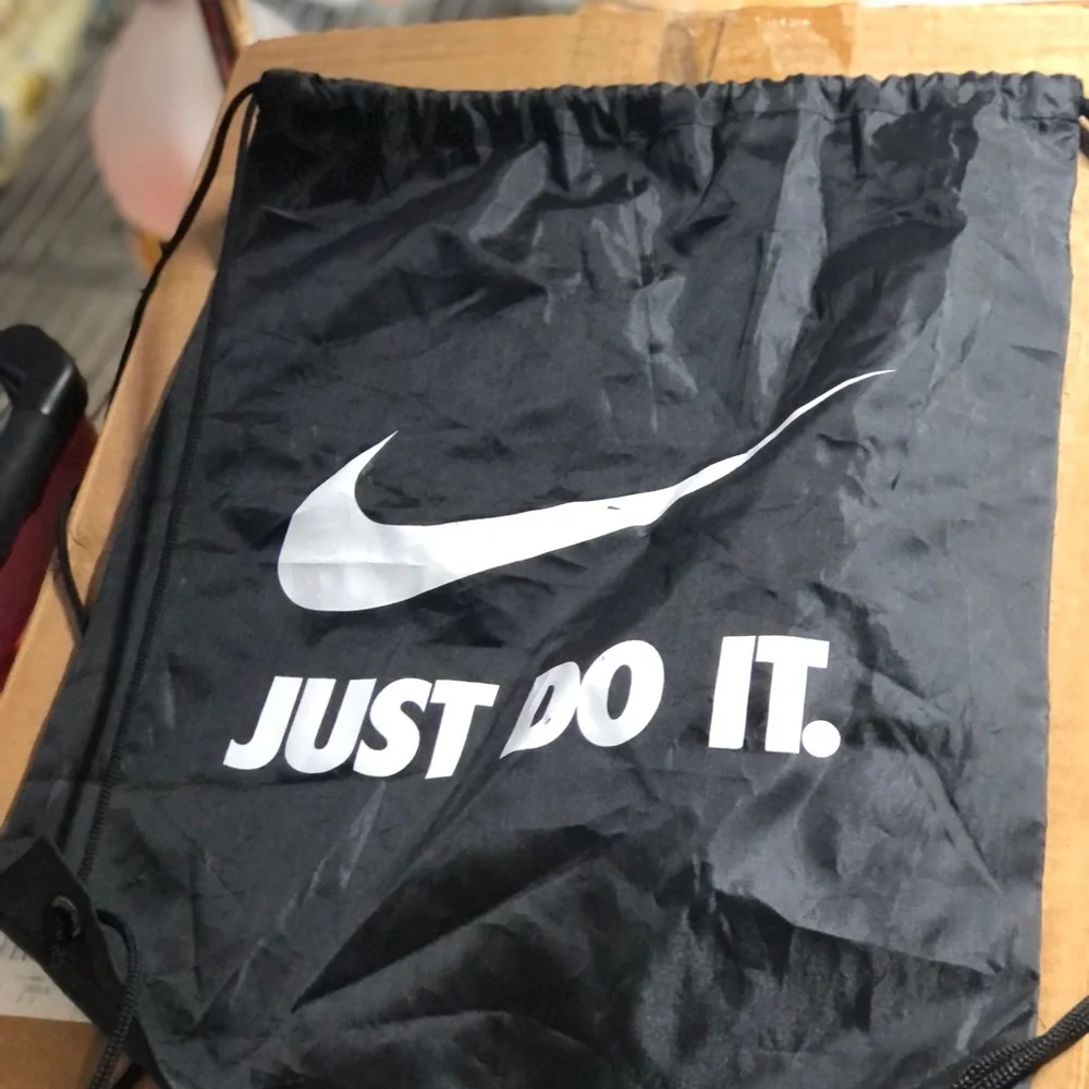 Nike Black Drawstring Gym Sack with White Swoosh & 